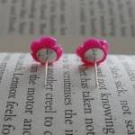 Pink Rose Stud Earrings - Flower Stud Earrings