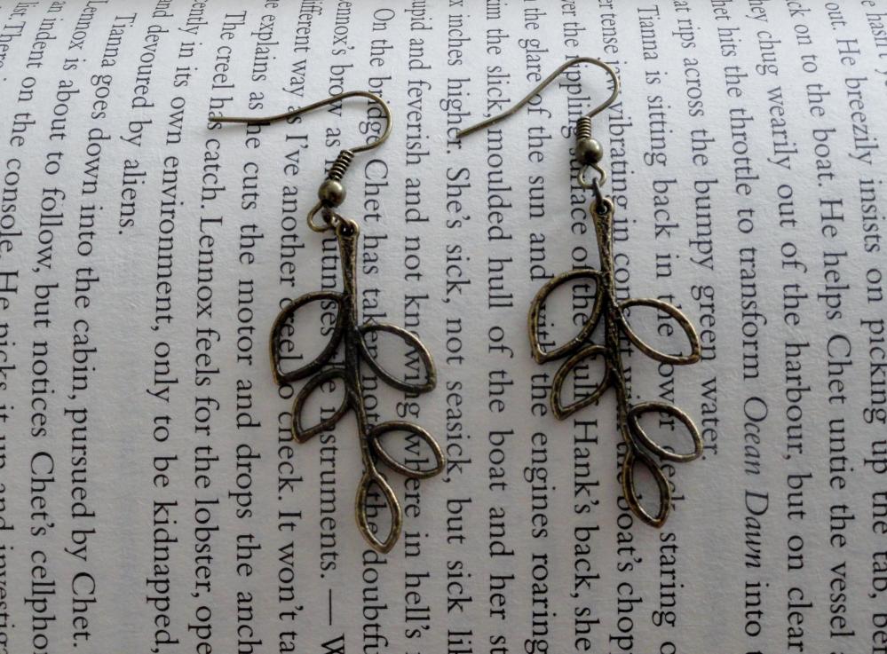 Bronze Branch Leaf Earrings Nature Earrings on Luulla