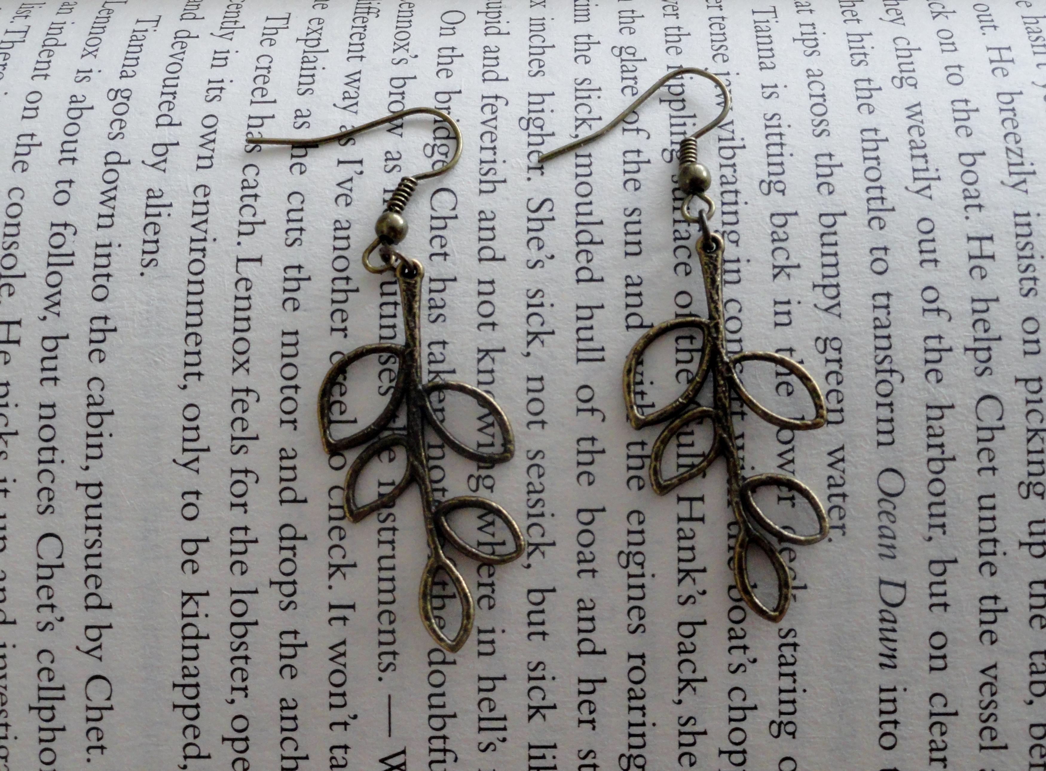 Bronze Branch Leaf Earrings Nature Earrings on Luulla